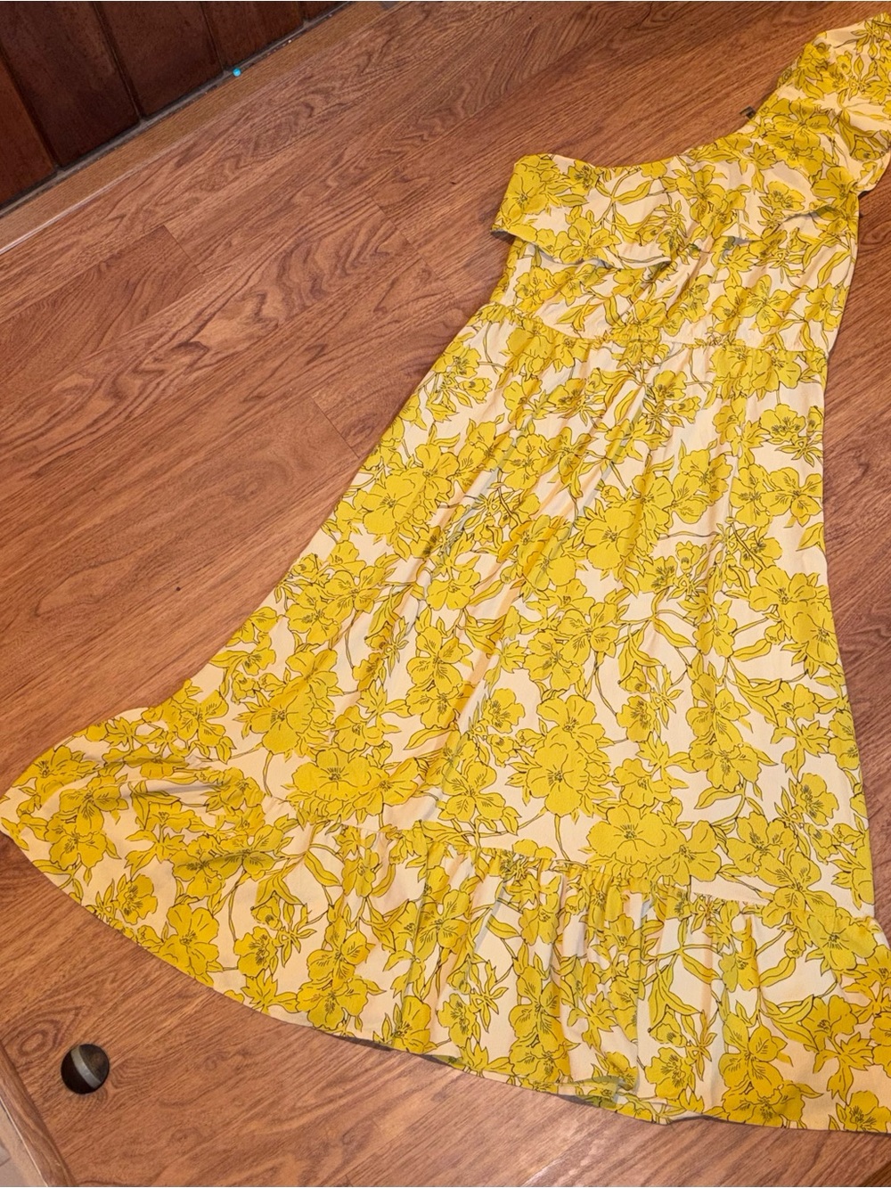 Yellow Floral One-Shoulder Women’s Dress